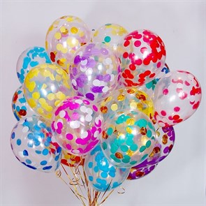 Фонтан из 20 шаров с цветным конфетти тишью